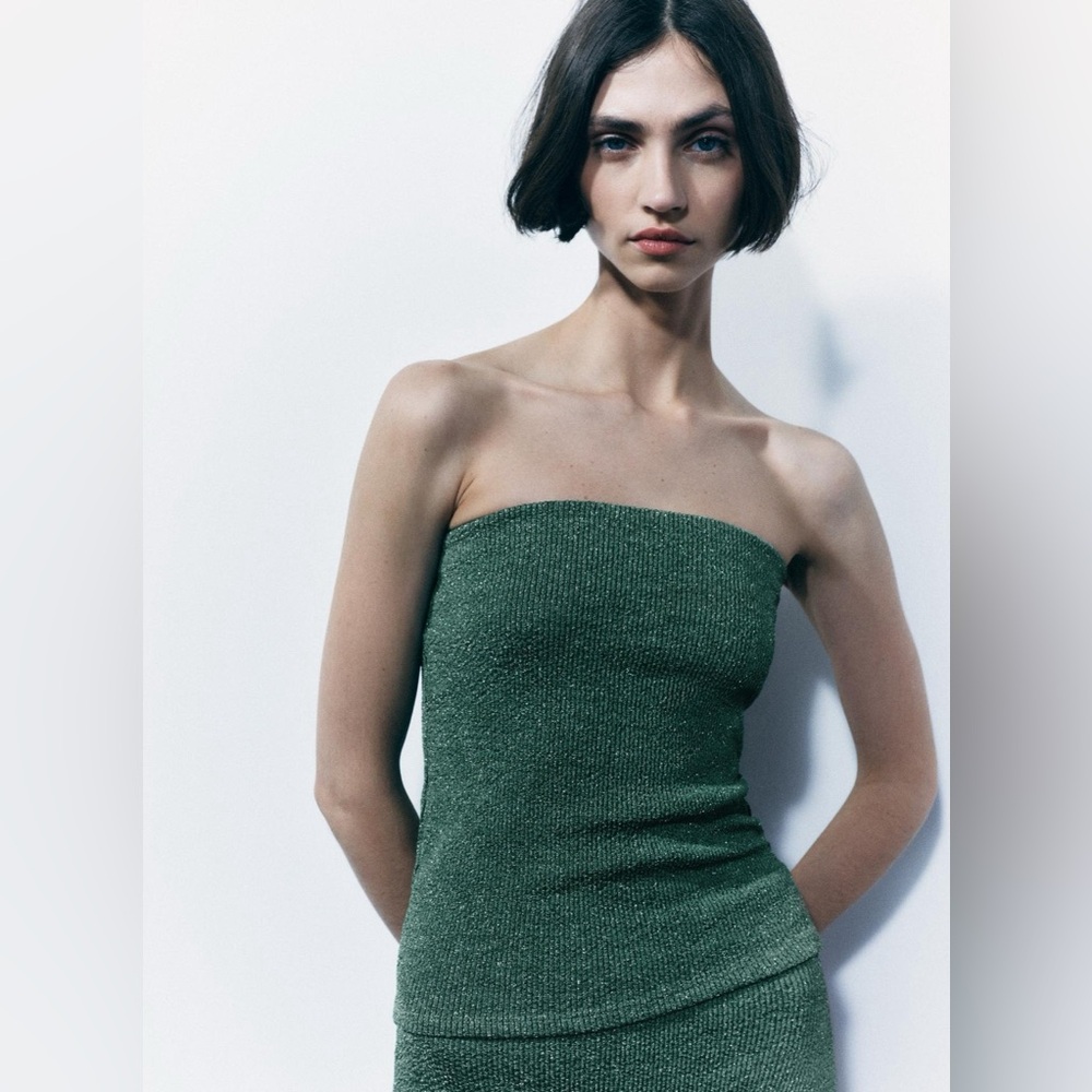 Zara Sparkly Ribbed Tube Top